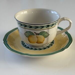 Villeroy & Boch French Garden Fleurence Lemon Motif Porcelain Cup and Saucer